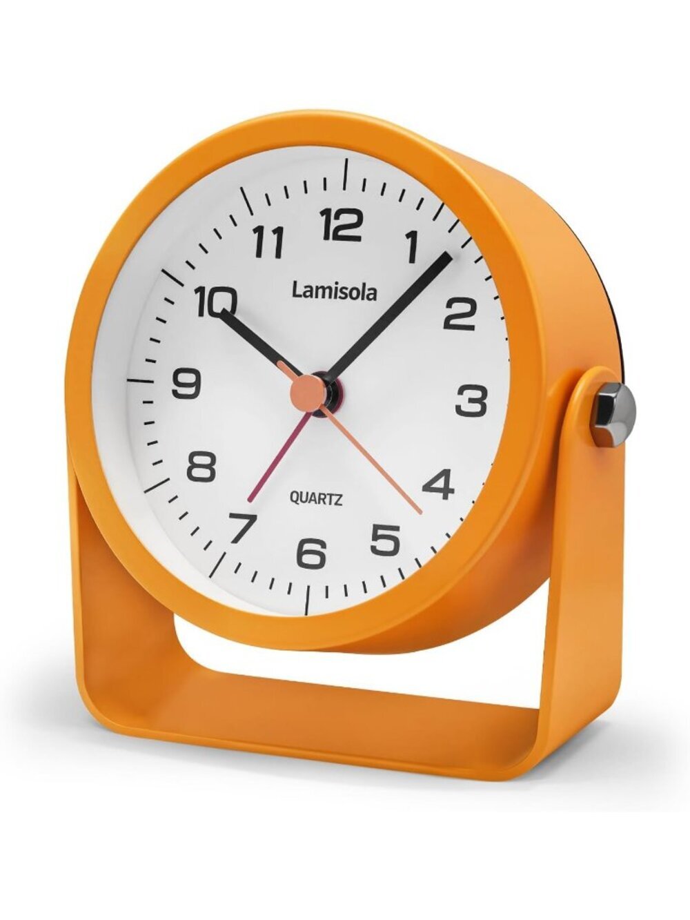 Home Orange Analog Quartz Battery Vintage Operated Silent Small Desk Alarm Clock